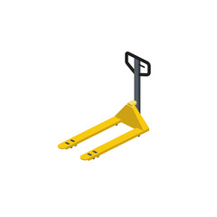 Hand pallet truck. Vector 3d isometric, color web icon, new flat style. Creative illustration design, idea for infographics.