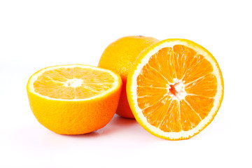 Citrus juicy halves of orange,Orange fruit  isolated on white background