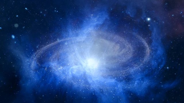 Spiral galaxy in deep space loop animation