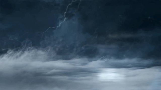 Lightning storm in the night sky loop animation