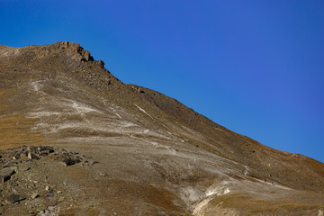 Mountain range against the blue sky. North Caucasus.