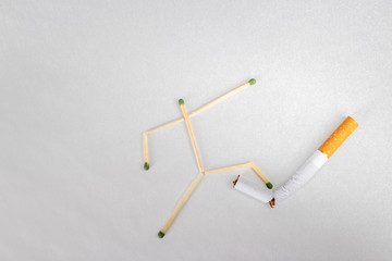 Match athlet, fighter with smoking.
