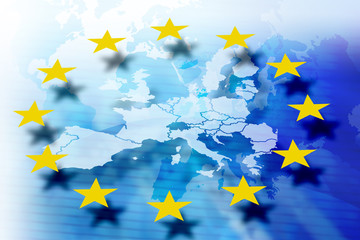 Zarys konturów państw będących członkiem Unii Europejskiej - obrazy, fototapety, plakaty