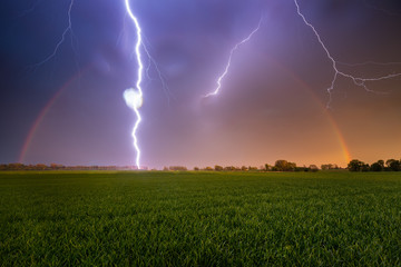 Rainbow and lightning 