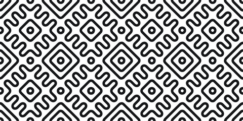 Seamless geometric pattern in folk style. Ethnic vintage background in black and white. Vector illustration.