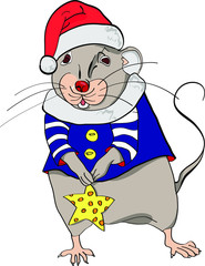 the symbol of the new year, holiday mouse, new year 2020, vector graphic.