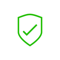 Shield with check mark icon on white background. Vector illustration