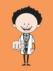 Cartoon Doctor - Laughing and Pointing