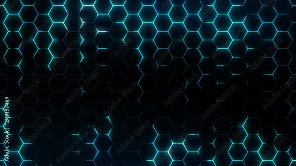 Poster abstract hexagonal background. sci-fi modern texture for cyberspace concept. neon hexagons grid. sea