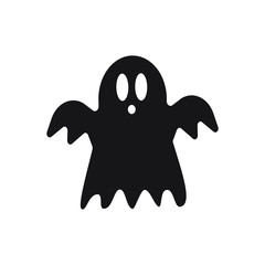 Ghost icon, creepy horror character for halloween isolated on white background. Vector illustration
