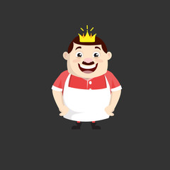 Cartoon Fat Funny Cook - Wearing a Crown