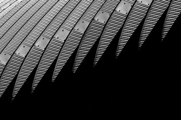 Shadows Along Curved Structure. Abstract Architecture Background. High Contrast Black and White...
