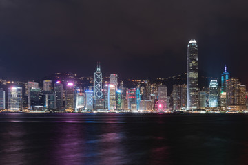Fototapeta na wymiar Night view of Victoria Harbour and Skyline in Hong Kong