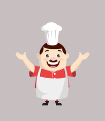 Cartoon Fat Funny Cook - Standing in Presenting Pose