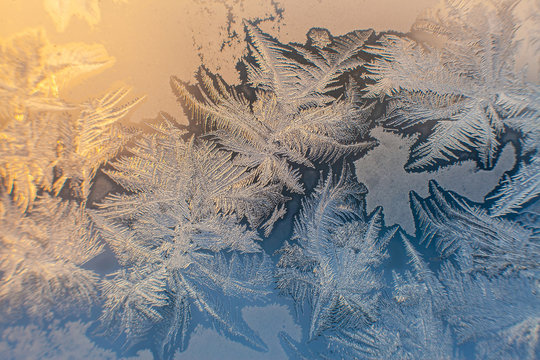Background, wallpaper, frost patterns on glass