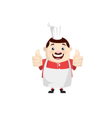 Cartoon Fat Funny Cook - Double Thumbs Up