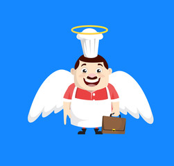 Cartoon Fat Funny Cook - in Angel Costume