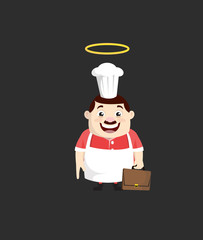 Cartoon Fat Funny Cook - Standing and Smiling