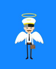Cartoon Pilot Flight Attendant - in Angel Costume