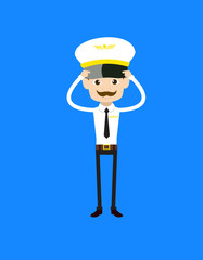 Cartoon Pilot Flight Attendant - Worried