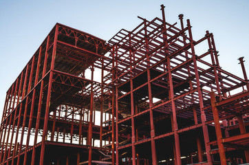 Building of the Plant with Pattern of Frame. Steel beam construction.
