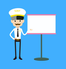Cartoon Pilot Flight Attendant - Showing on White Board