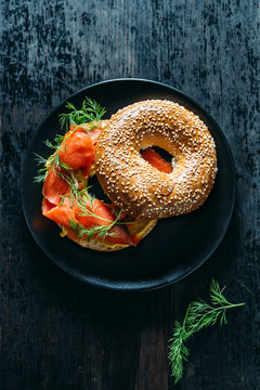 Food: Bagel with lox and dill