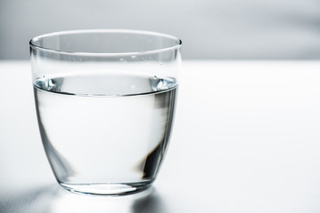 glass with water on a white background