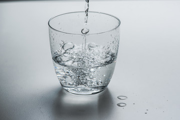 glass with water on a white background