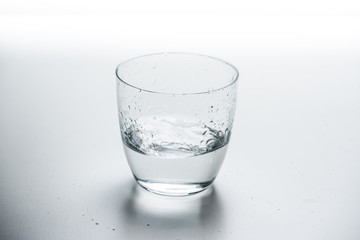 glass with water on a white background