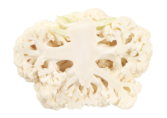 sliced cauliflower isolated on a white background. Food