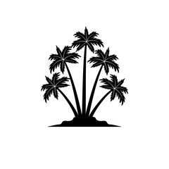 island with coconut tree silhouette vector logo design