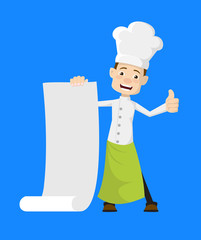 Chef - Holding a Paper Scroll and Showing Thumbs Up