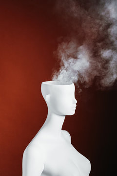 Smoke coming out of mannequin?s head.