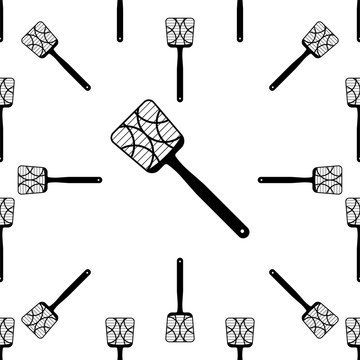 Swatter Icon Seamless Pattern, Insect Swatter Icon, Zapper, Fly Killing Device