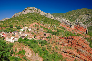 Fototapeta na wymiar Mountain landscape near a small town in Catalonia
