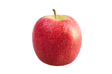 Fuji Apple with water drops isolated on white background