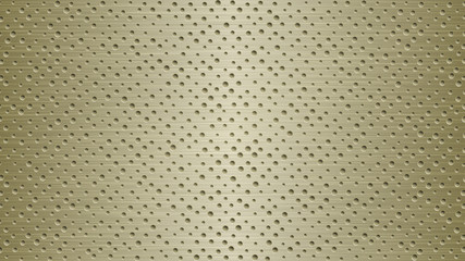 Abstract metal background with holes in light golden colors