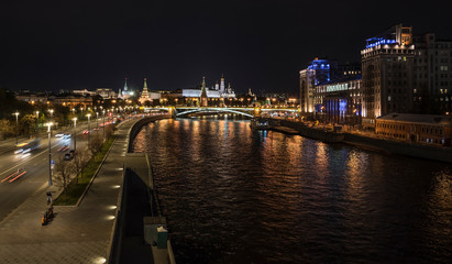 Fototapeta na wymiar View over the river Volga at night.