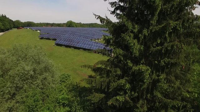 Aerial View to Photovoltaic system near Freilassing, Bavaria, Germany
