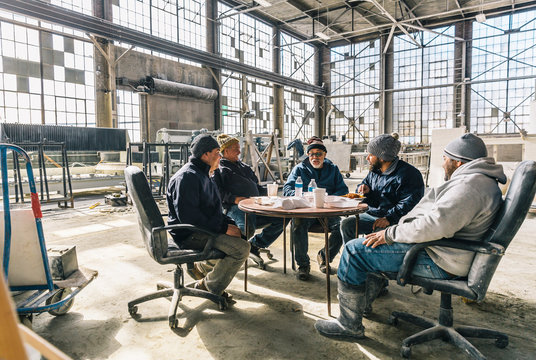 Workers Taking a Break at Manufacturing Facility