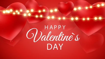 Naklejka na ściany i meble Happy Valentines Day Card with Heart. Vector Illustration