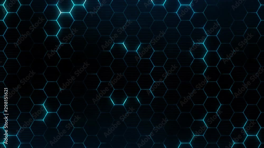 Poster hexagonal wave from center. futuristic technology background with hexagons pattern. seamless loop.