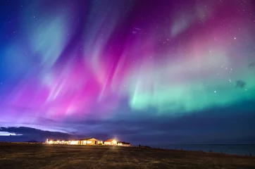 Türaufkleber Nordlichter bunte Nordlichter in Island