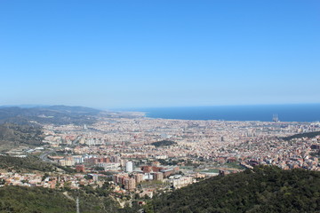 Fototapeta na wymiar View of Barcelona from Mount Tibidabo