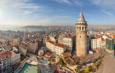 Aerial view of Istanbul tower Galata, Turkey