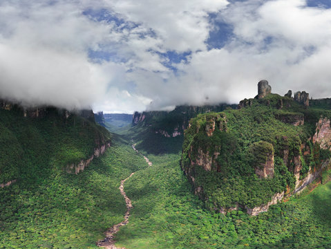 Panoramic aerial view of Angel Falls, Venezuela