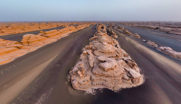 Aerial view of Dunhuang Yardang National Geopark, China