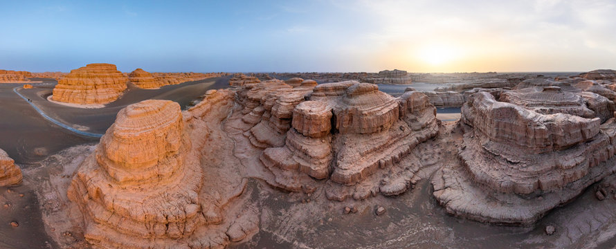 Aerial view of Dunhuang Yardang National Geopark, China