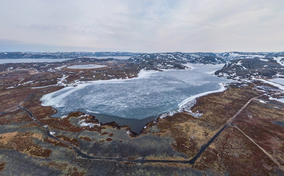 Aerial view of Barents Sea Coast, Russia